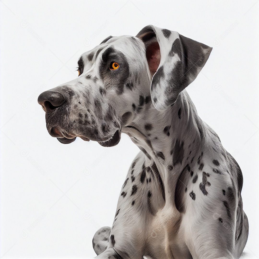 Cachorro dogue alemão em fundo branco