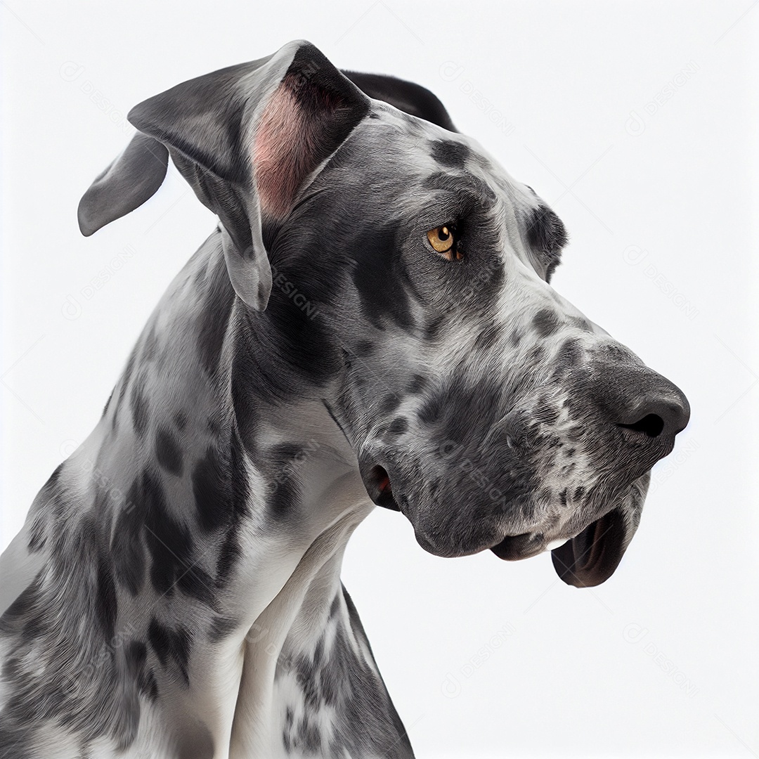 Cachorro dogue alemão em fundo branco