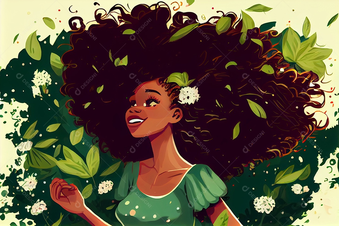 Desenho animado de mulher negra bonita