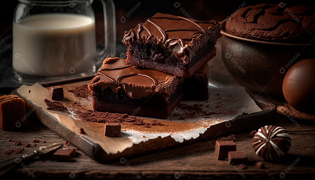 Delicioso brownie de chocolate.