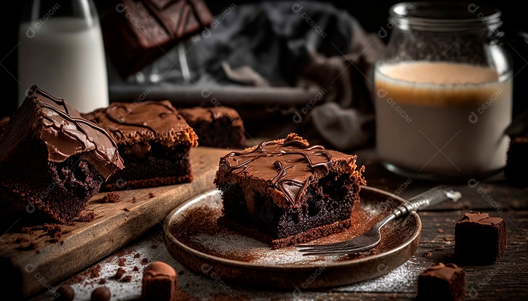 Delicioso brownie de chocolate.