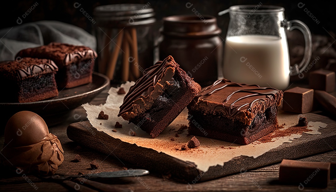 Delicioso brownie de chocolate.