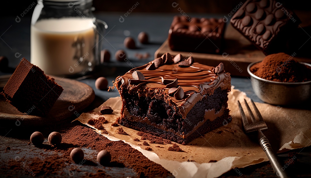 Delicioso brownie de chocolate.