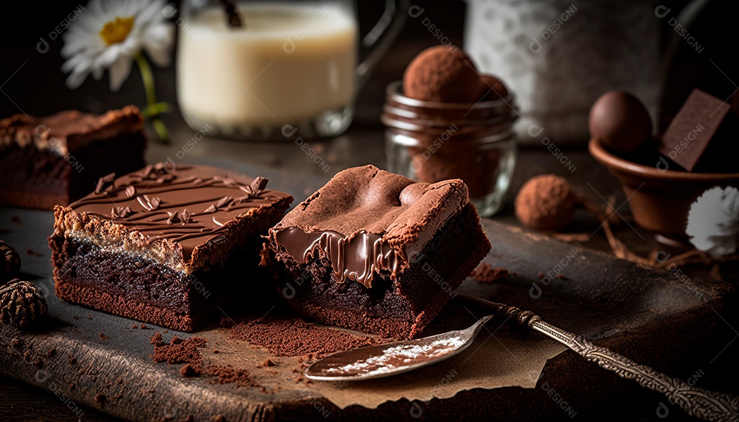 Delicioso brownie de chocolate.