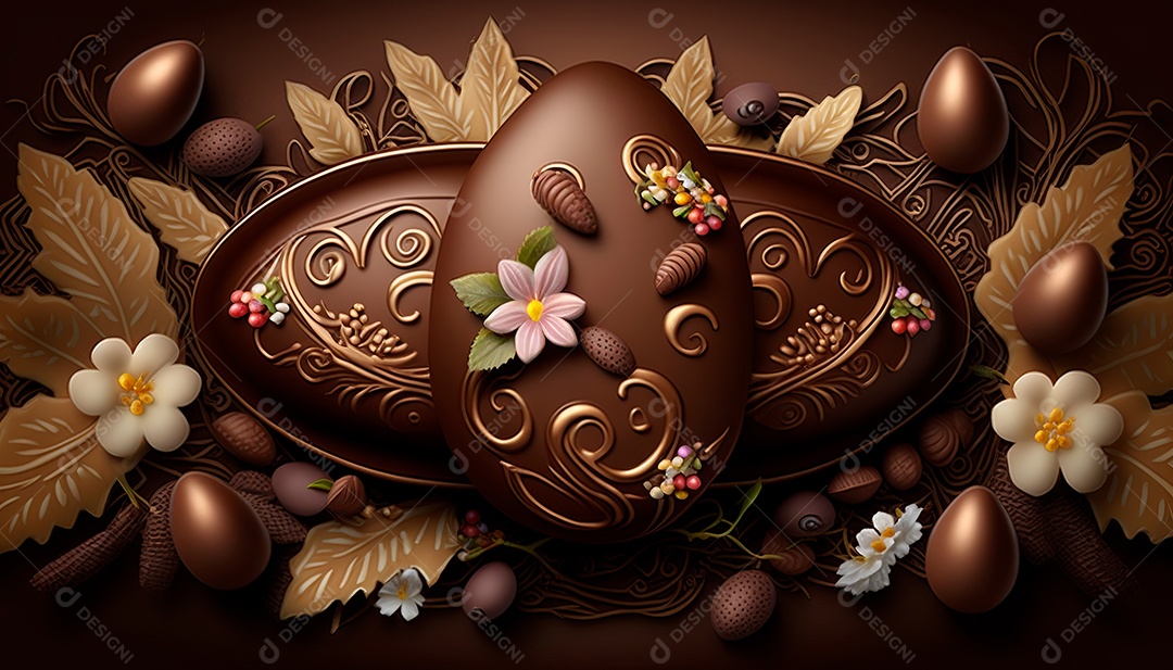 Deliciosos ovos de páscoa de chocolate.