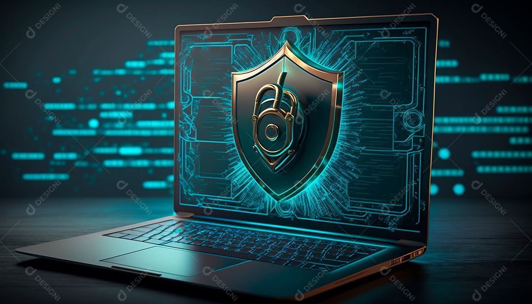 Conceito de segurança cibernética de laptop.