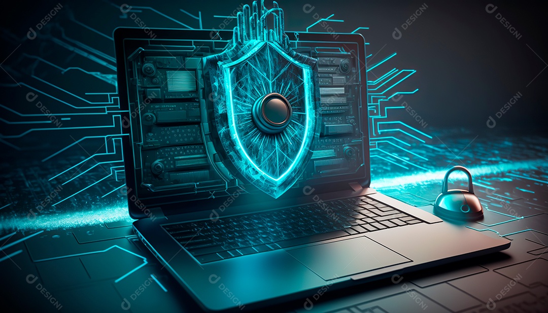 Conceito de segurança cibernética de laptop.