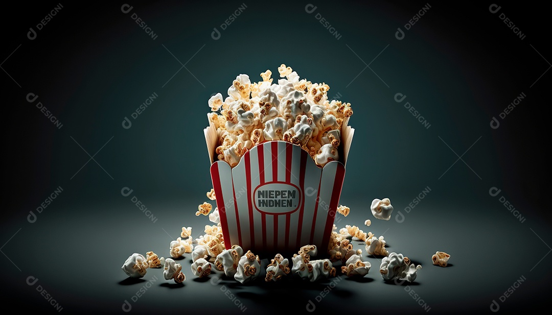 Balde de pipoca sobre poltrona.