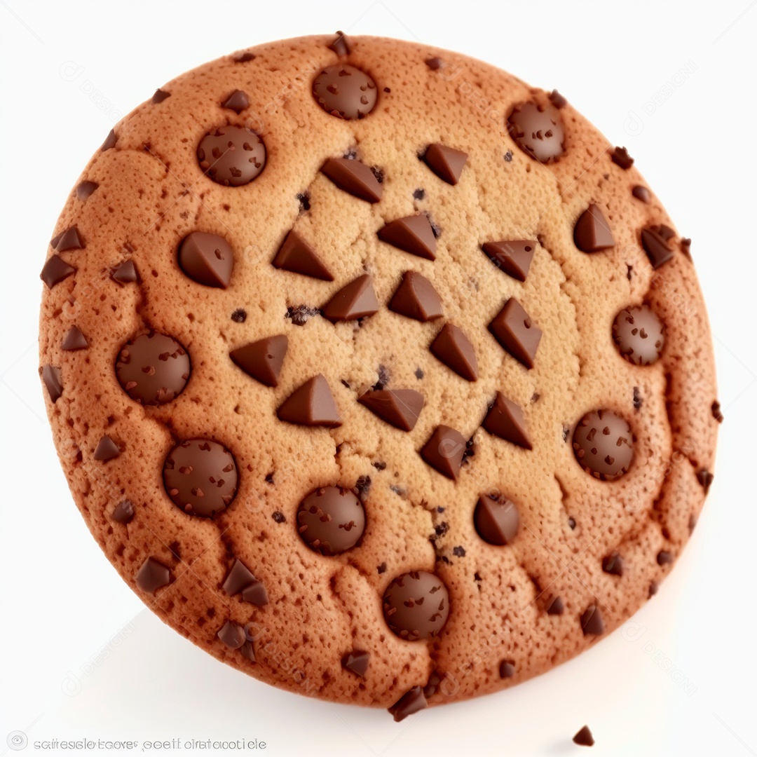 Delicioso cookie de chocolate em fundo branco.