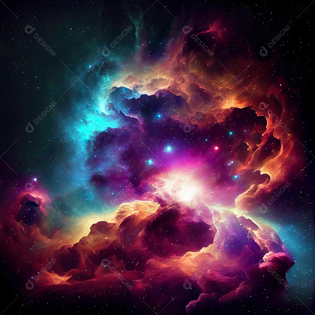 Galáxia nebulosa do espaço colorido