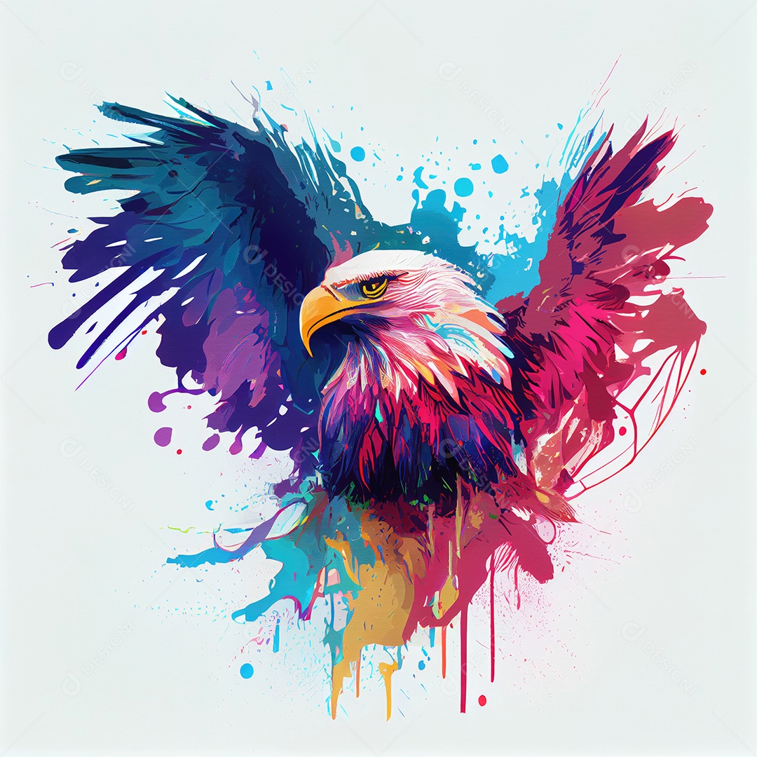 Águia na tinta colorida