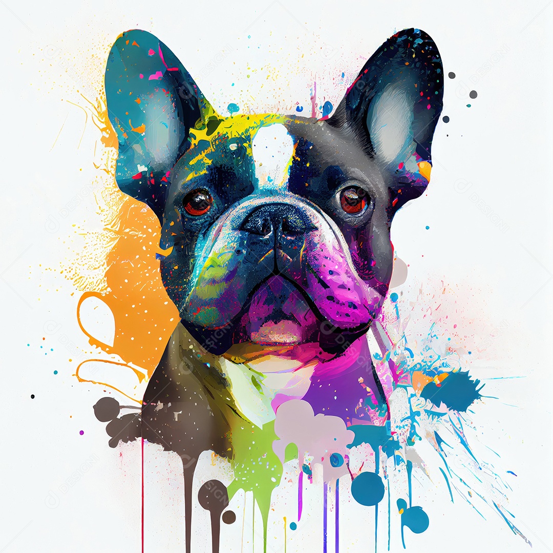 Bulldog Francês na tinta colorida