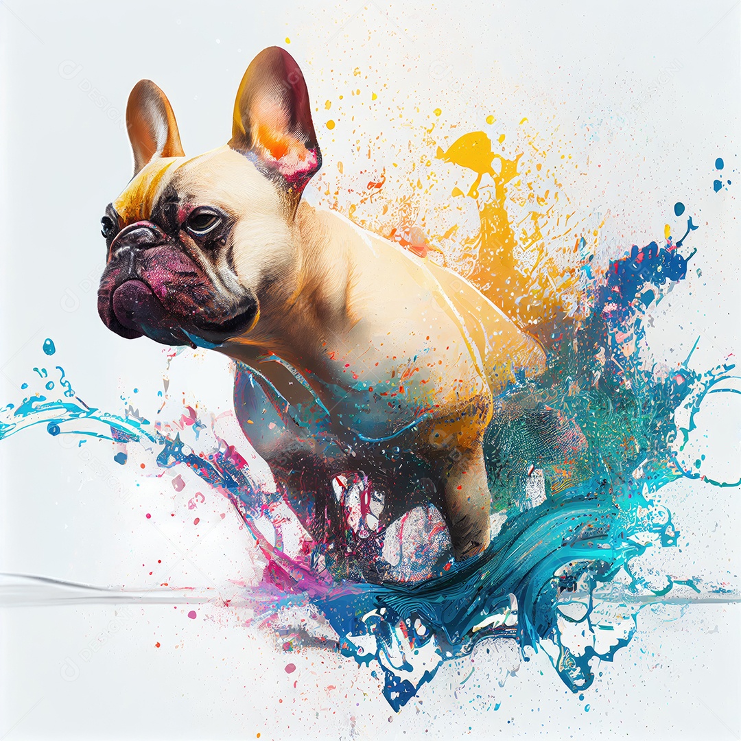 Bulldog Francês na tinta colorida
