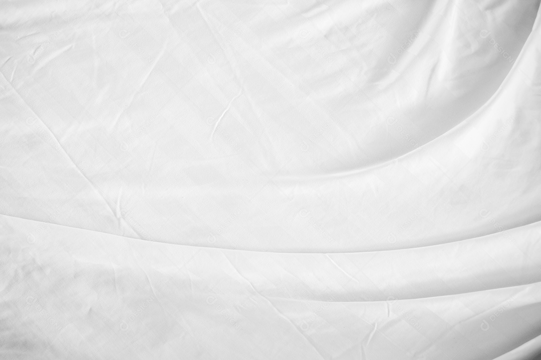 Textura gradiente de linho branco estilo de curva turva de tecido de luxo abstrato, roupa de cama enrugada e sombras cinza escuras, plano de fundo