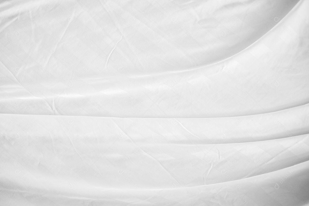 Textura gradiente de linho branco estilo de curva turva de tecido de luxo abstrato, roupa de cama enrugada e sombras cinza escuras, plano de fundo