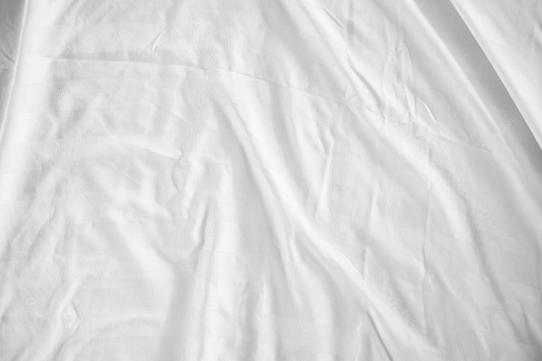 Textura gradiente de linho branco estilo de curva turva de tecido de luxo abstrato, roupa de cama enrugada e sombras cinza escuras, plano de fundo