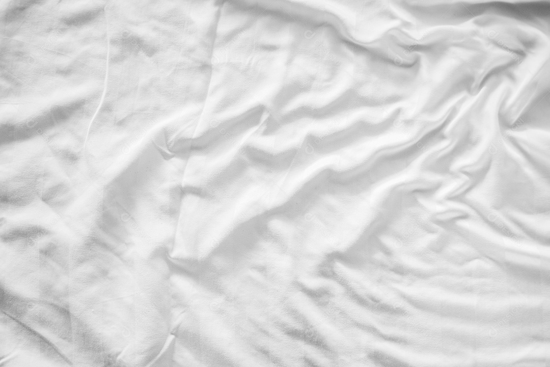 Textura gradiente de linho branco estilo de curva turva de tecido de luxo abstrato, roupa de cama enrugada e sombras cinza escuras, plano de fundo