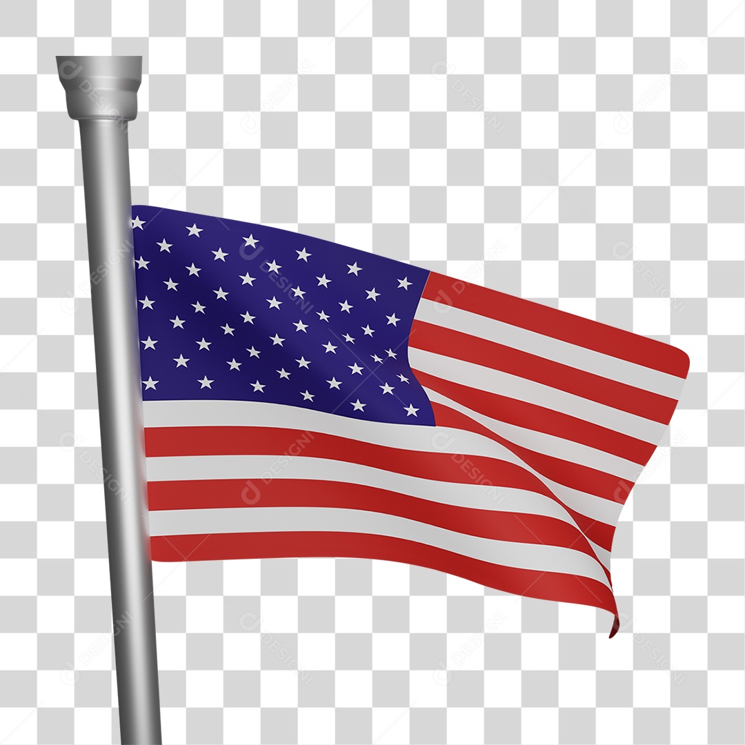 Bandeira Da América Elemento 3D Para Composição PNG Transparente