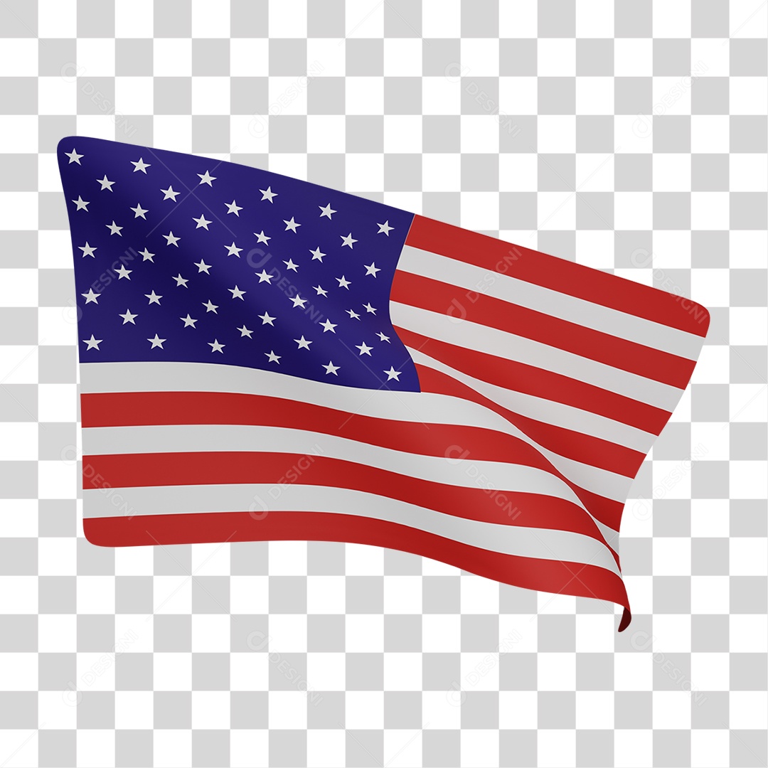 Bandeira Da América Elemento 3D Para Composição PNG Transparente