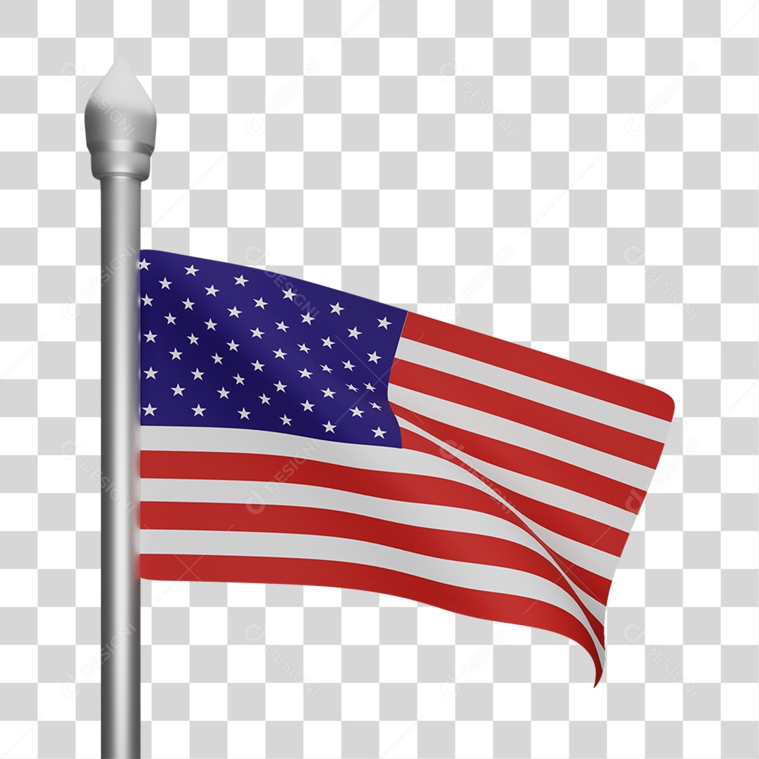 Bandeira Da América Elemento 3D Para Composição PNG Transparente