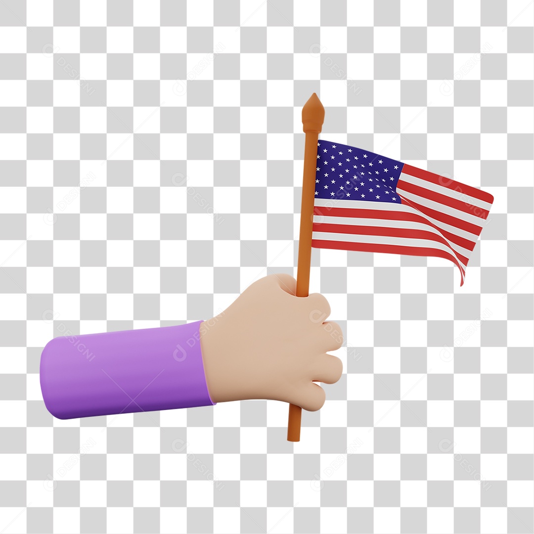 Bandeira Da América Elemento 3D Para Composição PNG Transparente