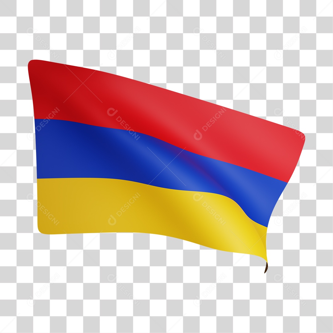 Bandeira Da  Armênia Elemento 3D Para Composição PNG Transparente
