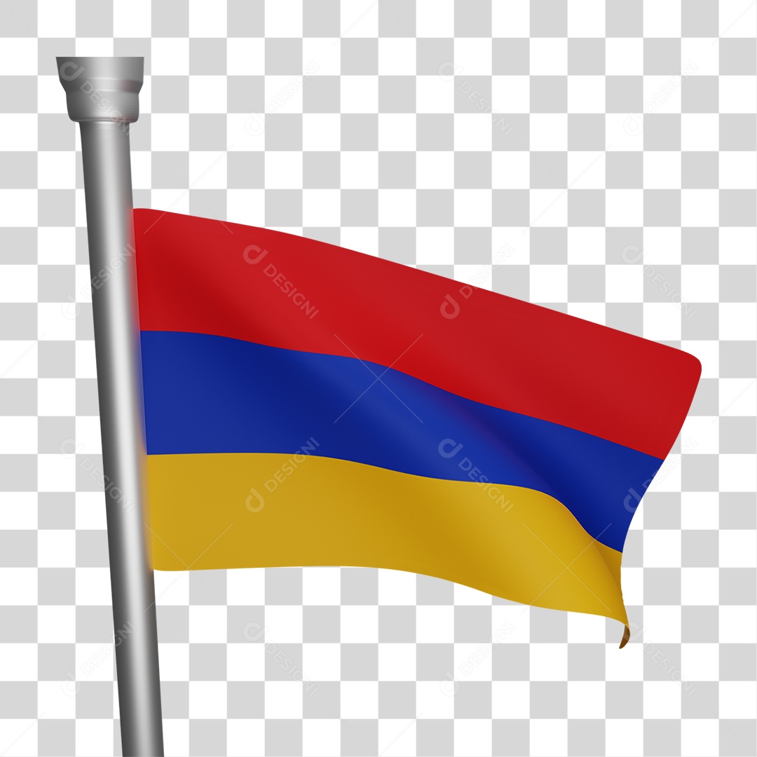 Bandeira Da  Armênia Elemento 3D Para Composição PNG Transparente