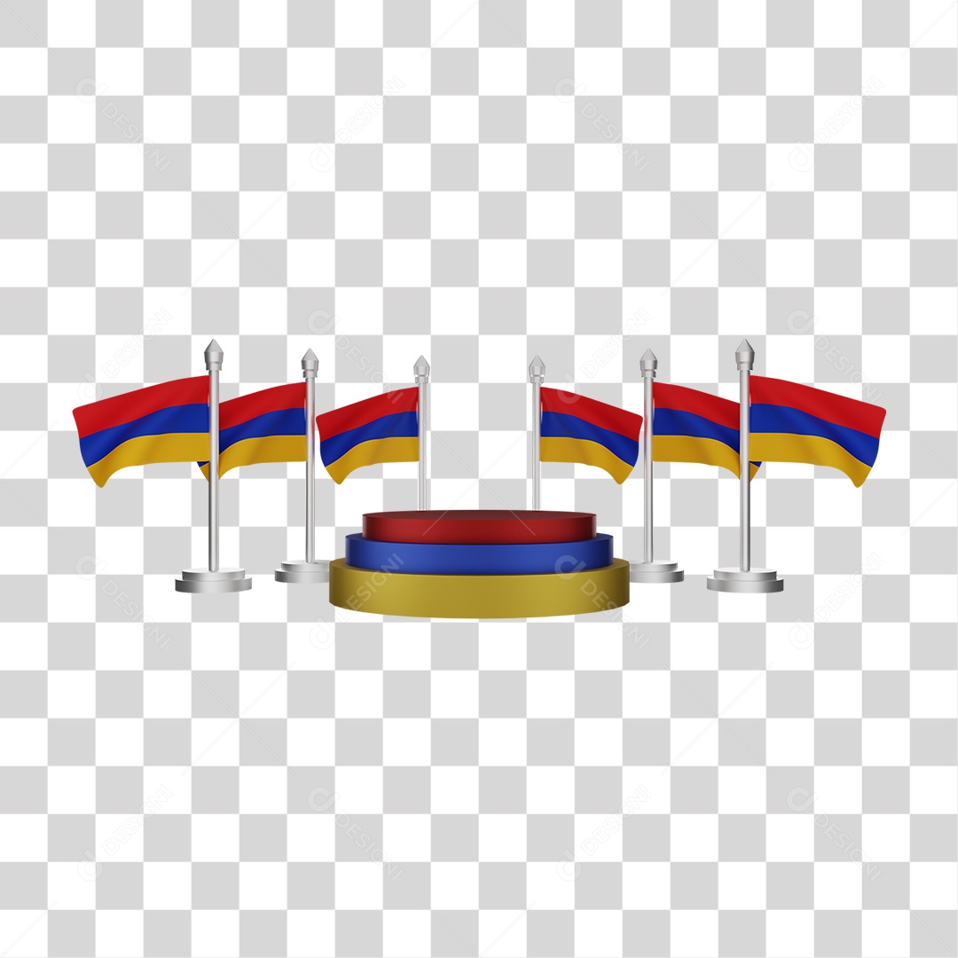 Bandeira Da  Armênia Elemento 3D Para Composição PNG Transparente