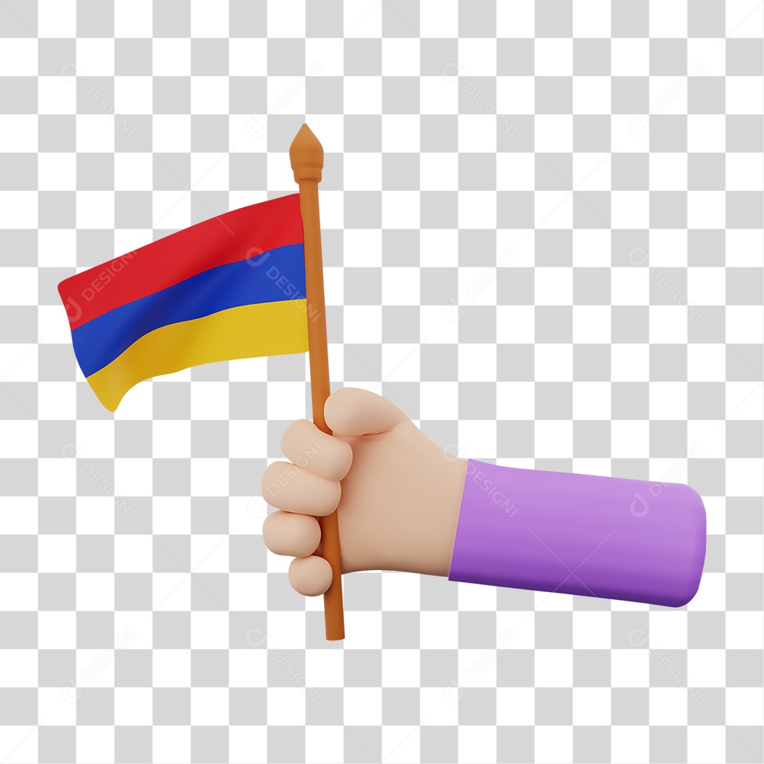 Bandeira Da  Armênia Elemento 3D Para Composição PNG Transparente