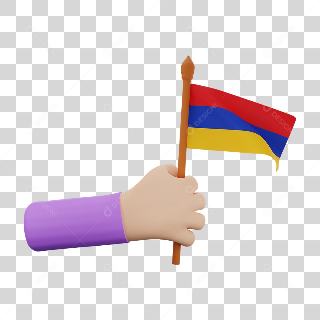 Bandeira Da  Armênia Elemento 3D Para Composição PNG Transparente