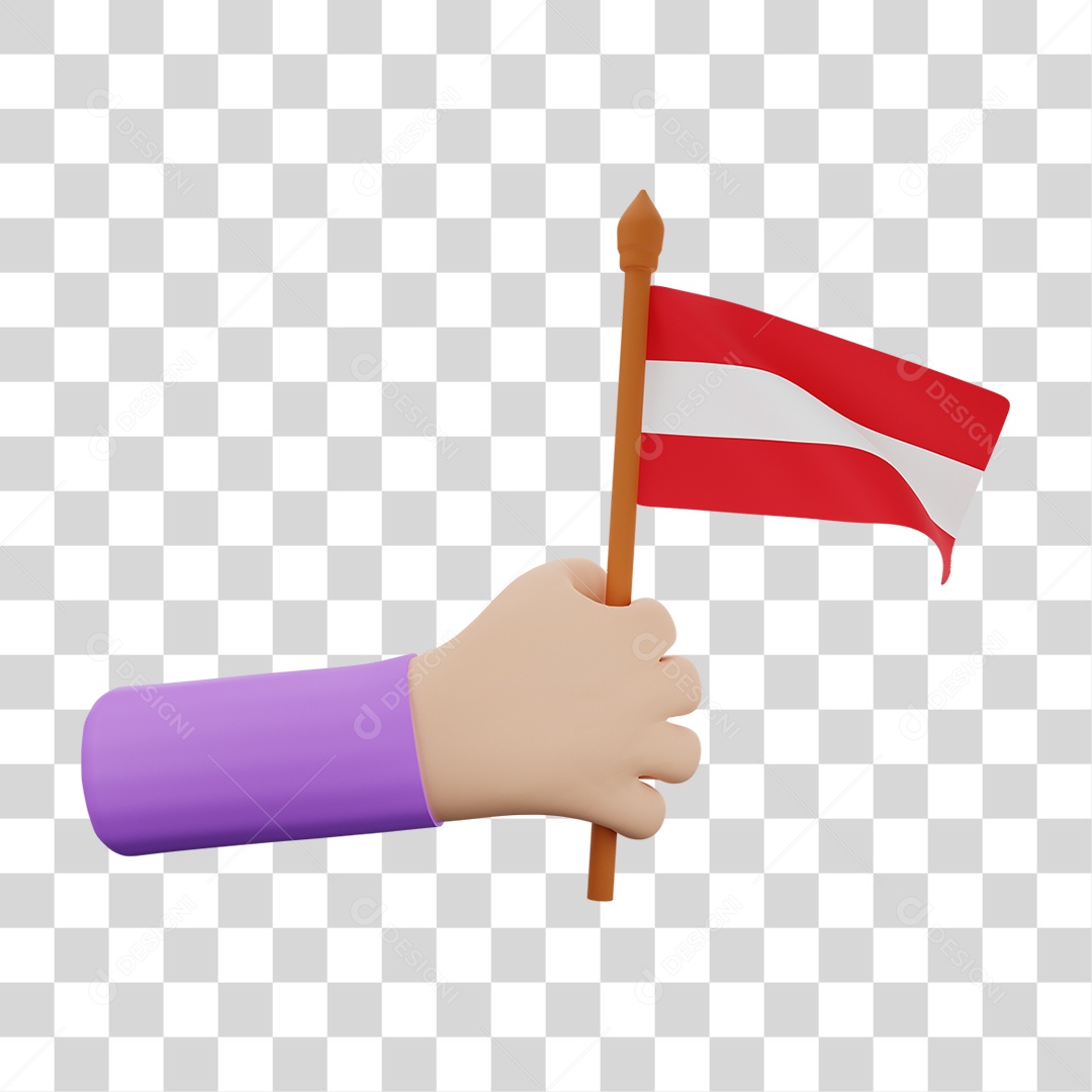 Elemento 3D Bandeira  Áustria para Composição PNG Transparente