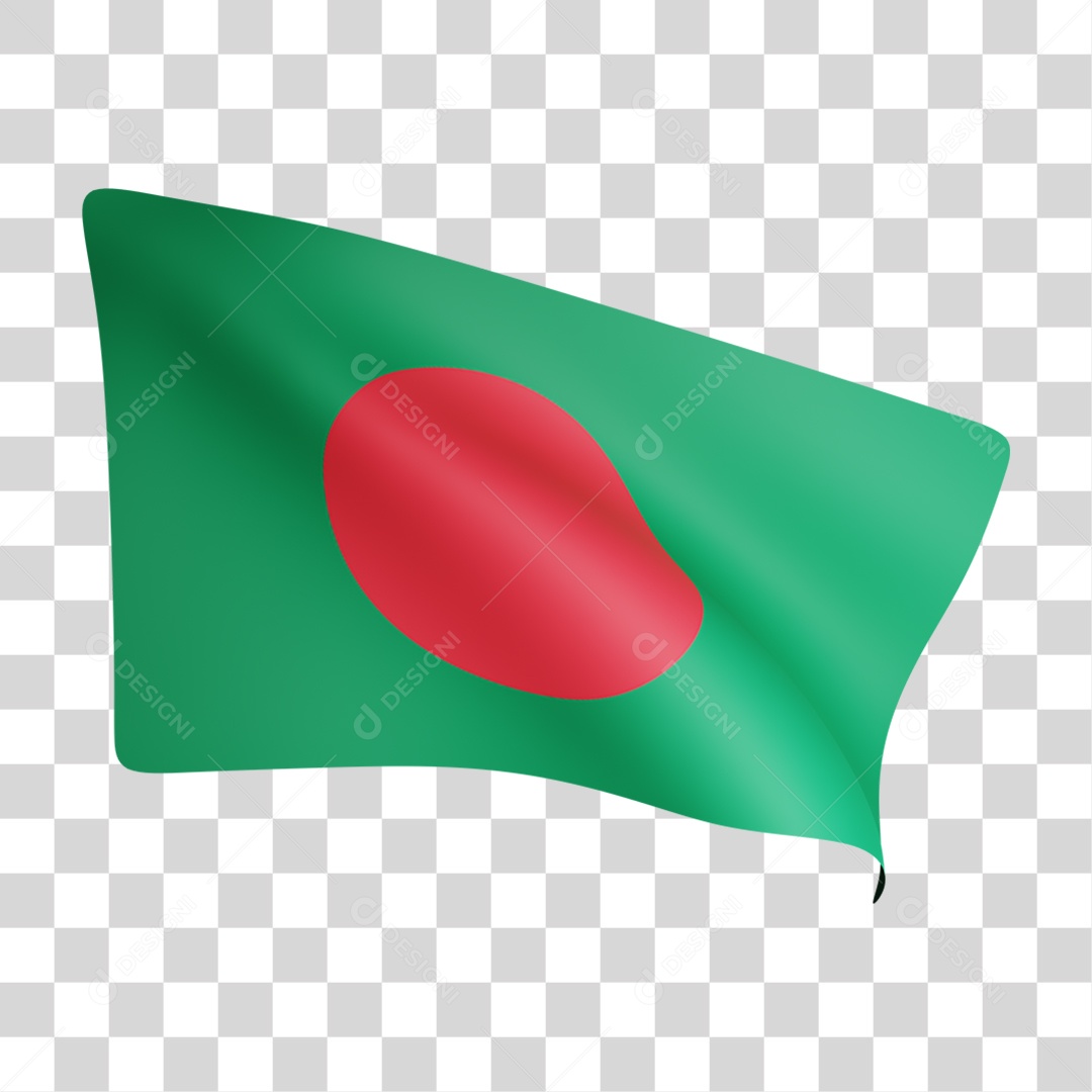 Elemento 3D Bandeira Bangladesh para Composição PNG Transparente