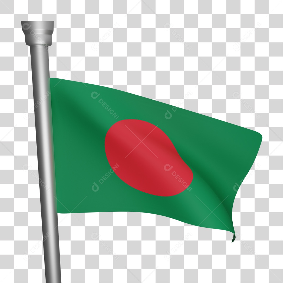 Elemento 3D Bandeira Bangladesh para Composição PNG Transparente
