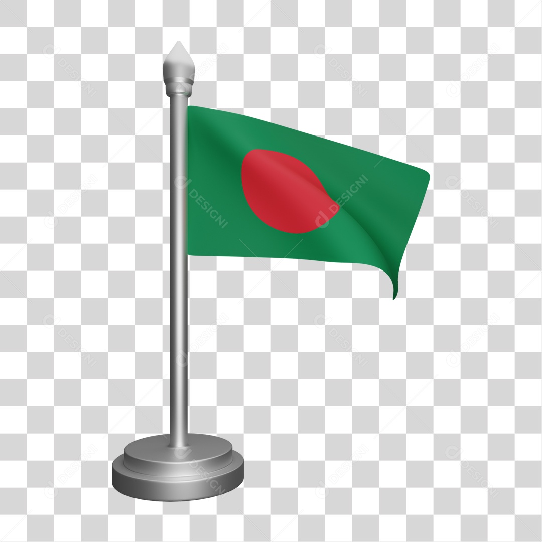 Elemento 3D Bandeira Bangladesh para Composição PNG Transparente