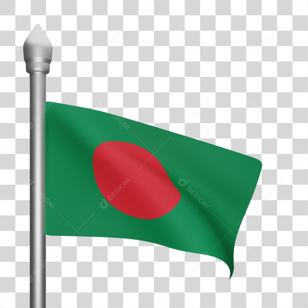 Elemento 3D Bandeira Bangladesh para Composição PNG Transparente