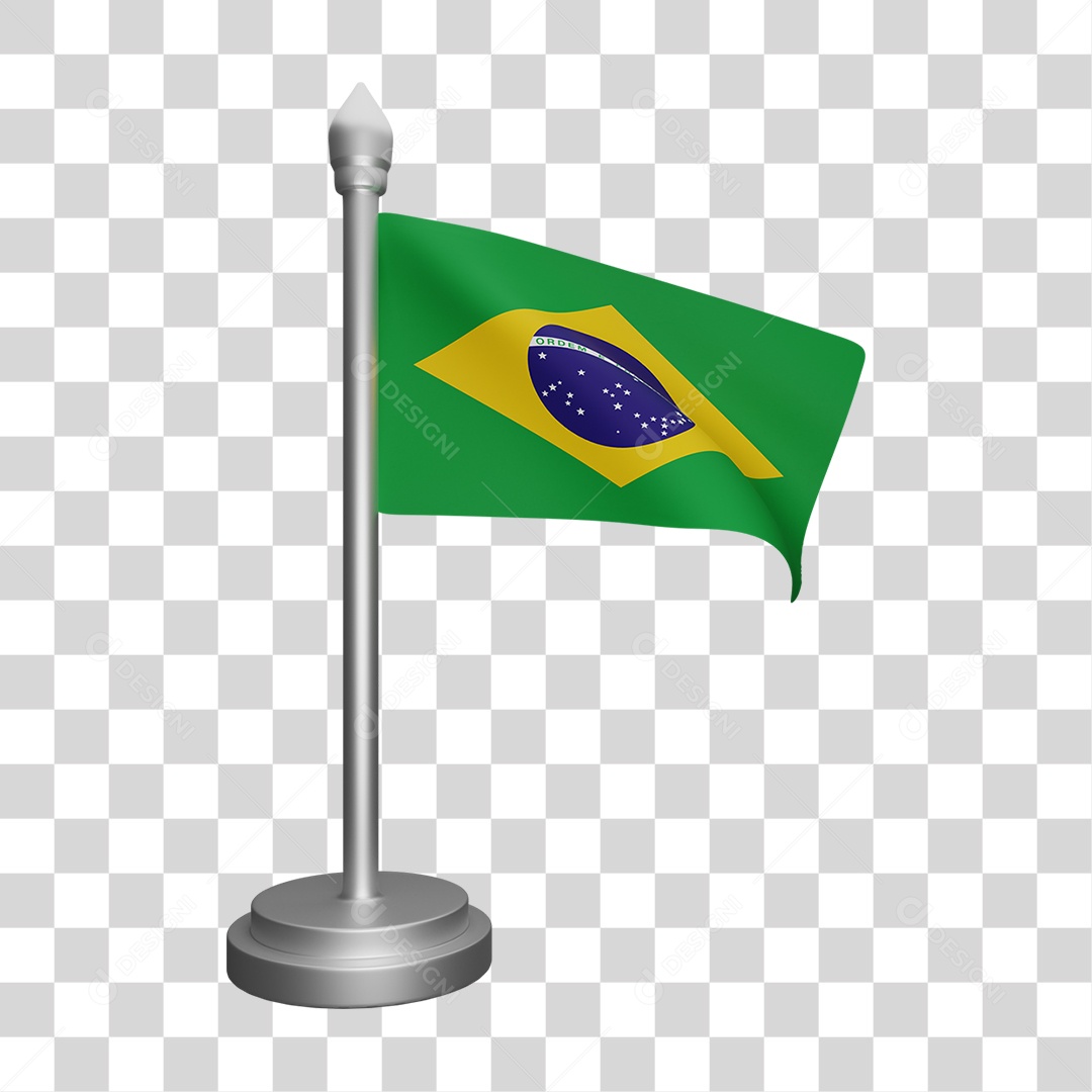 Elemento 3D Bandeira Brasil para Composição PNG Transparente