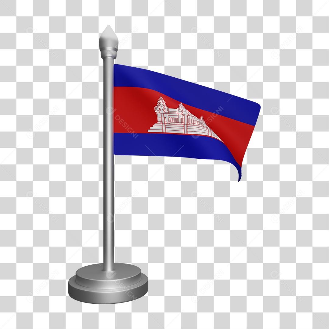 Elemento 3D Bandeira Cambodia para Composição PNG Transparente