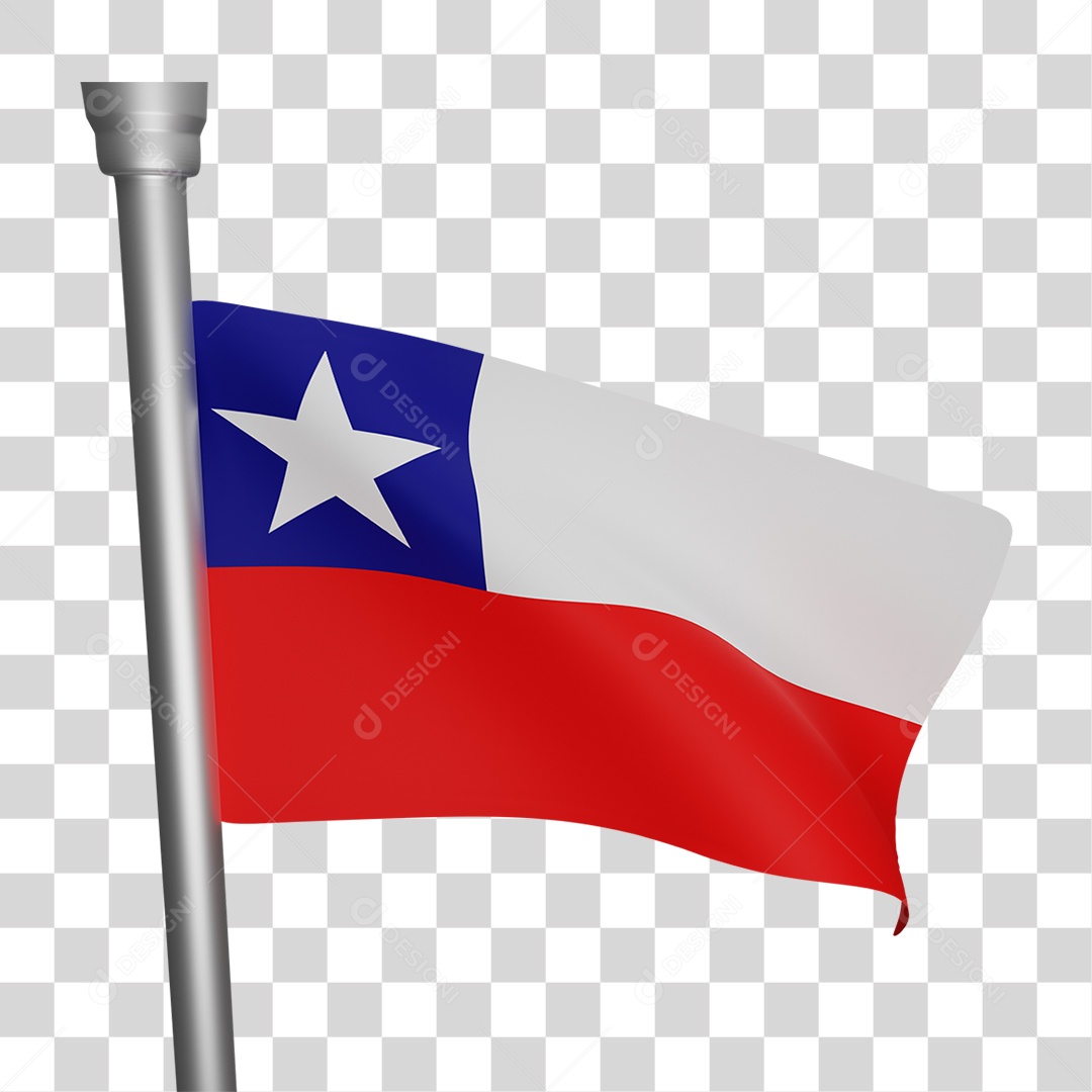 Elemento 3D Bandeira Chile para Composição PNG Transparente