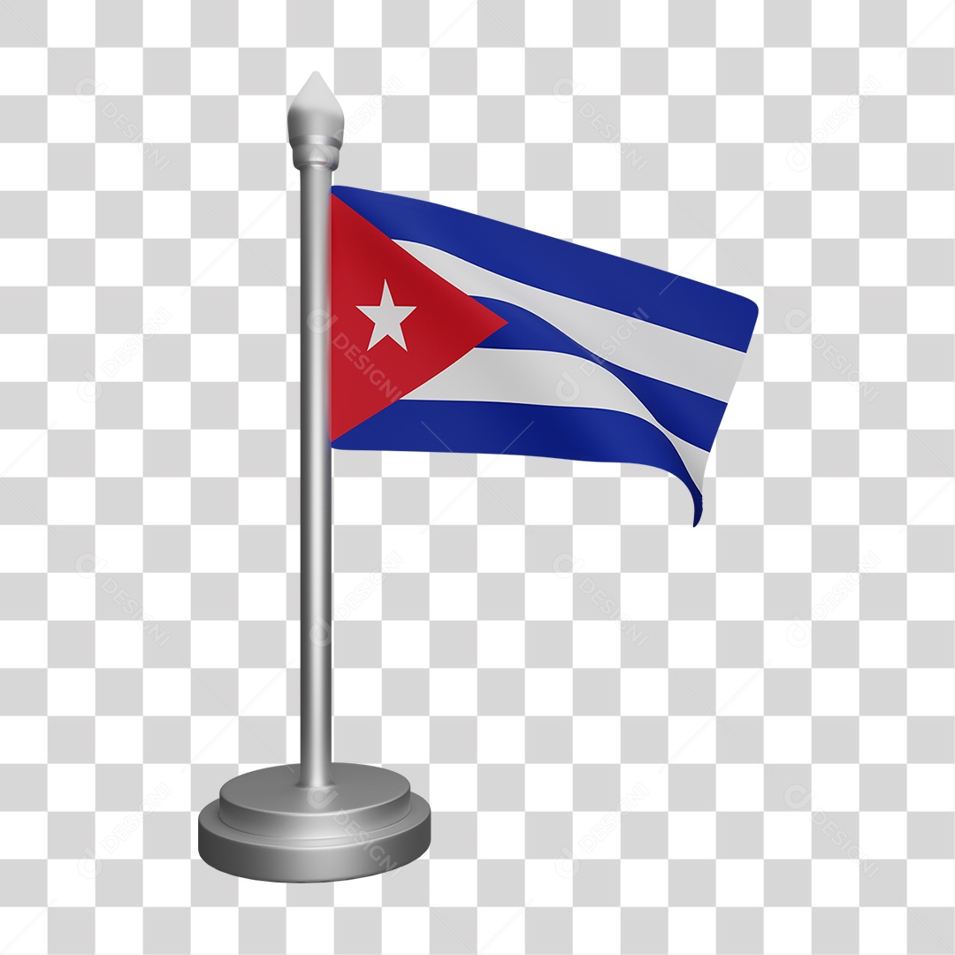 Elemento 3D Bandeira Cuba para Composição PNG Transparente