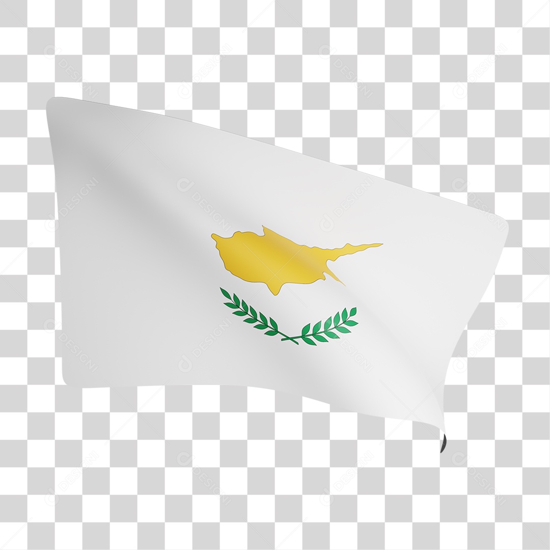 Elemento 3D Bandeira Chipre para Composição PNG Transparente