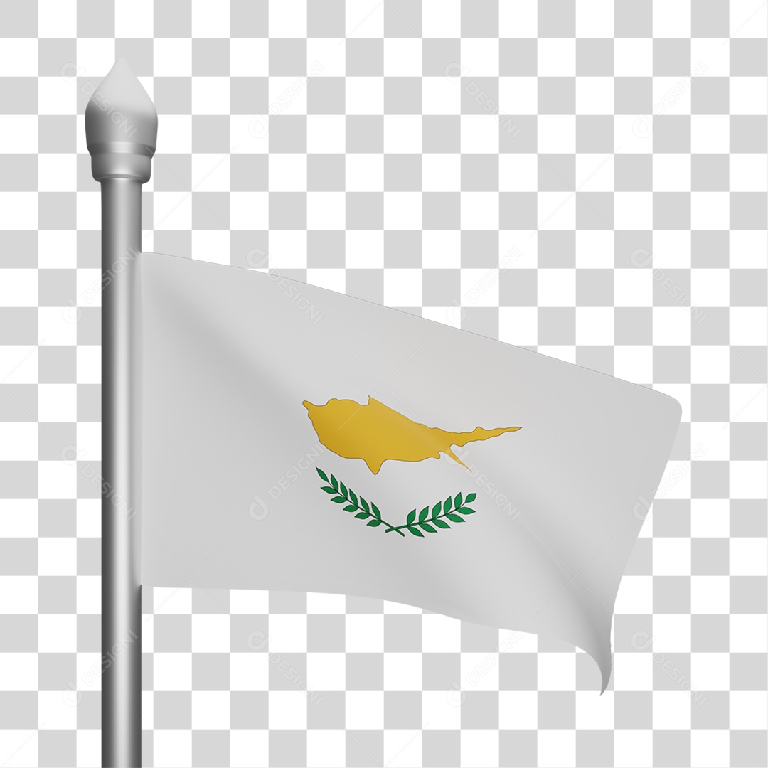 Elemento 3D Bandeira Chipre para Composição PNG Transparente
