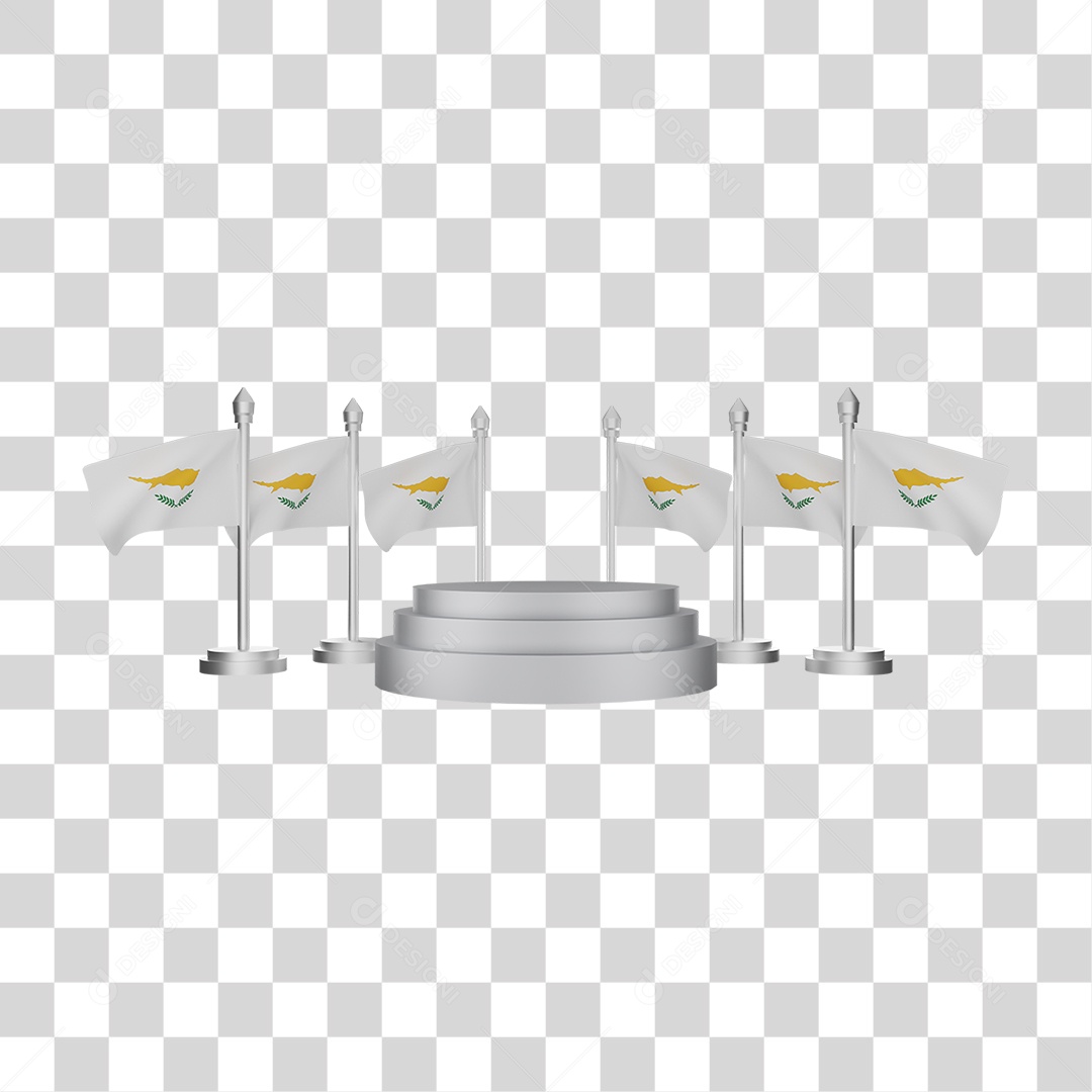 Elemento 3D Bandeira Chipre para Composição PNG Transparente