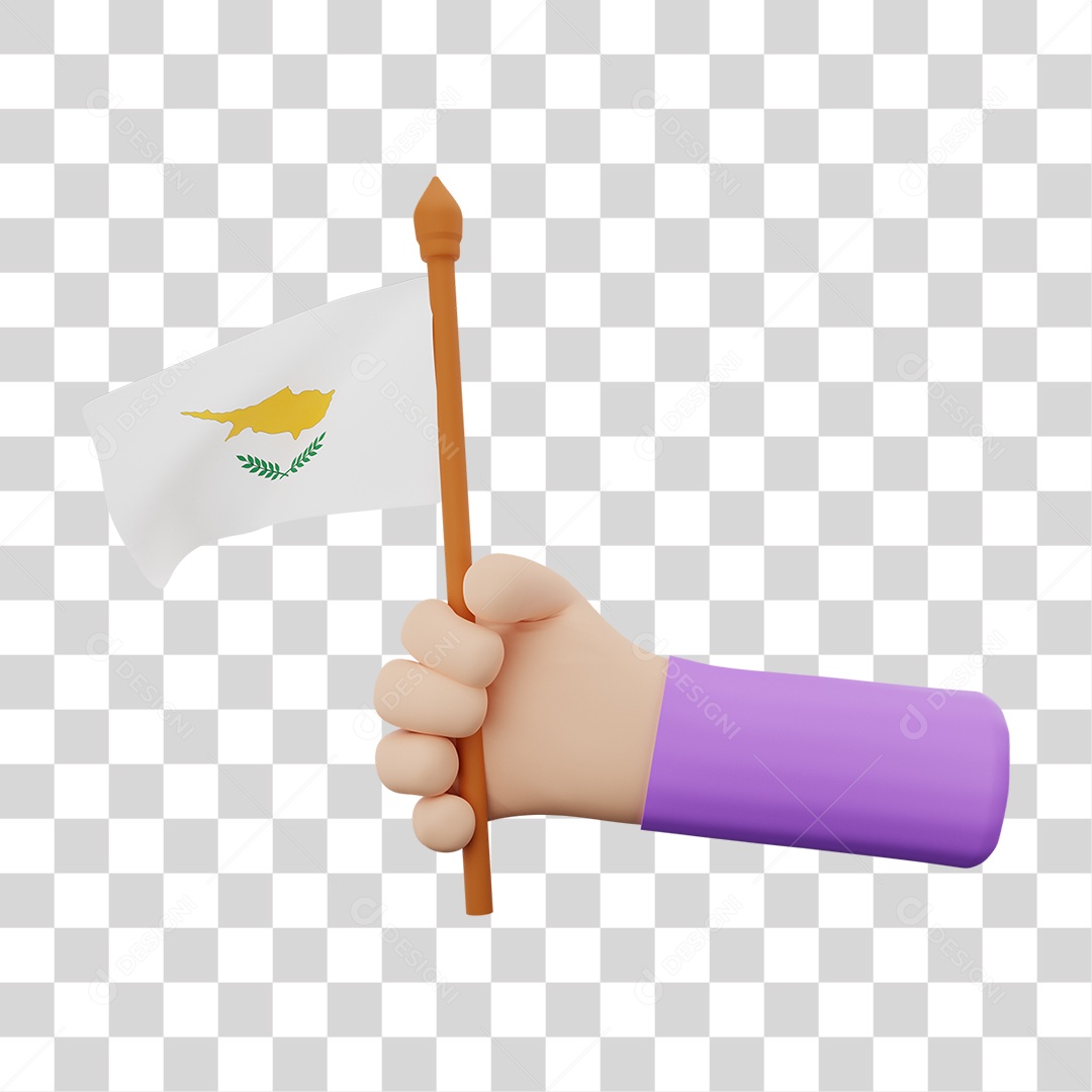 Elemento 3D Bandeira Chipre para Composição PNG Transparente