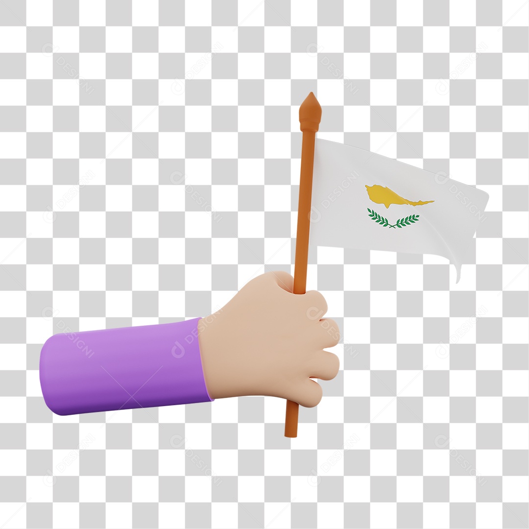 Elemento 3D Bandeira Chipre para Composição PNG Transparente