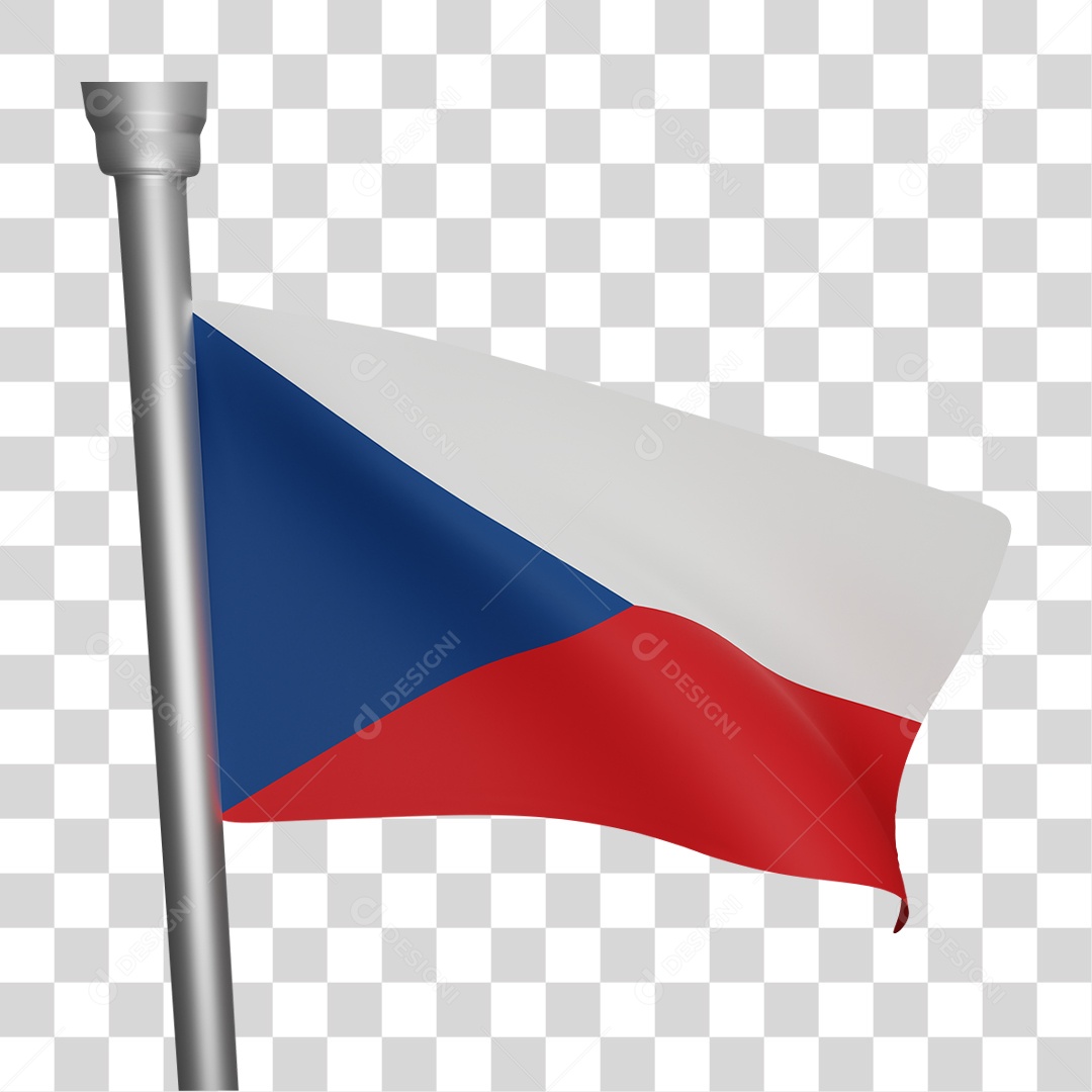 Elemento 3D Bandeira República Checa para Composição PNG Transparente