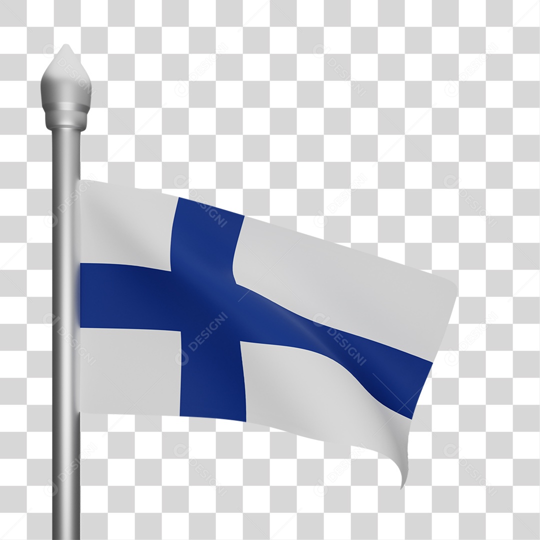 Elemento 3D Bandeira Finlândia para Composição PNG Transparente