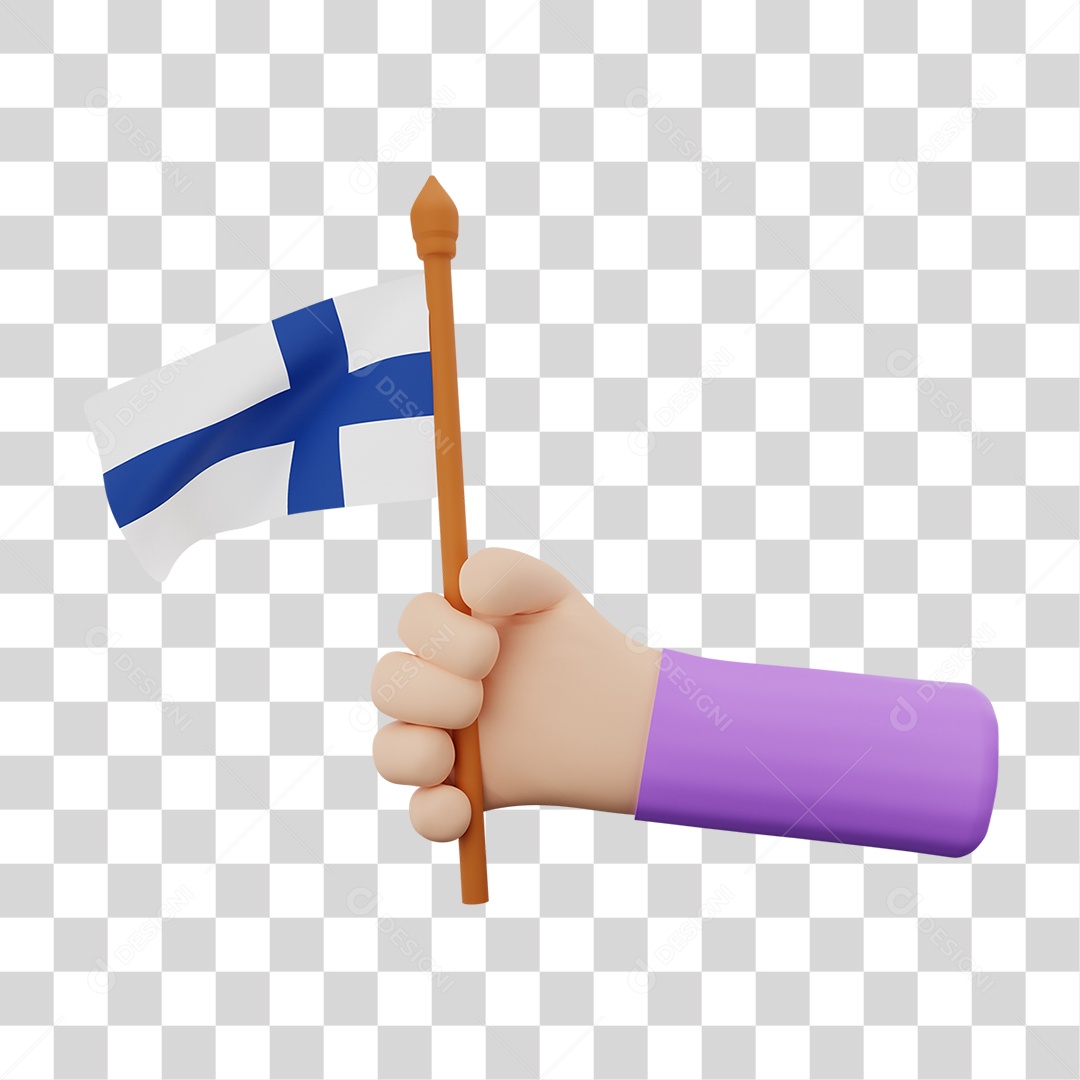 Elemento 3D Bandeira Finlândia para Composição PNG Transparente