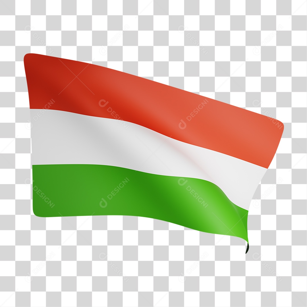 Elemento 3D Bandeira  Hungria para Composição PNG Transparente