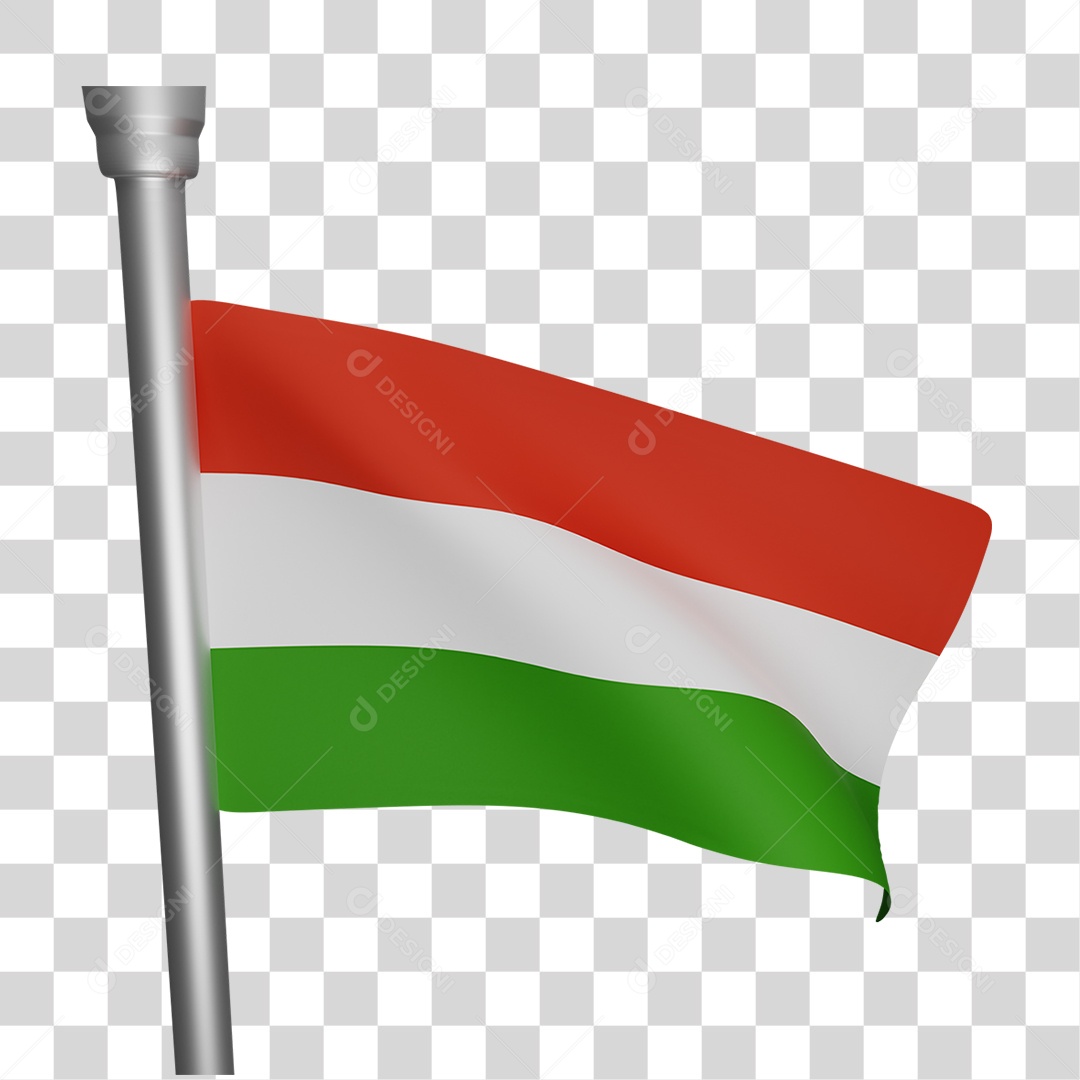 Elemento 3D Bandeira  Hungria para Composição PNG Transparente