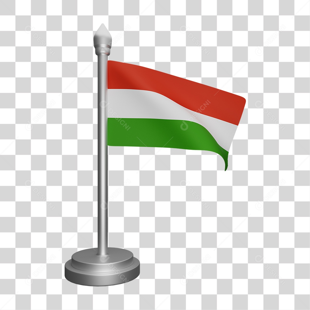 Elemento 3D Bandeira  Hungria para Composição PNG Transparente